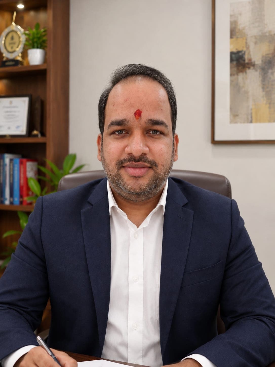 Mr. Annam Santosh Kumar, Principal of SHLOKA - A Birla School, seated at his office desk